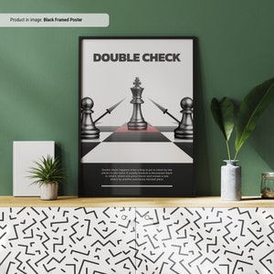 Double Check - Schachbegriff Kunstdruck, Schachwandkunst, Schachterminologie für Anfänger, Geschenkidee für einen Schachliebhaber