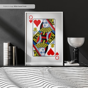 Rainha de copas-cartas de jogo, arte de parede em tela, impressão de cartas de jogo, decoração de quarto de jogos de cave ou porão