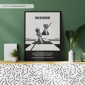 Spieß - Schachbegriff Kunstdruck, Schachwandkunst, Schachterminologie für Anfänger, Geschenkidee für einen Schachliebhaber