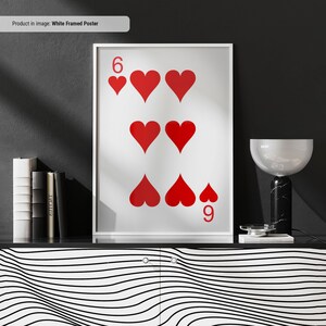 6 of Hearts - canvas muurkunst speelkaarten, speelkaartafdruk, Cool Man Cave of Kelder Game Room Decor