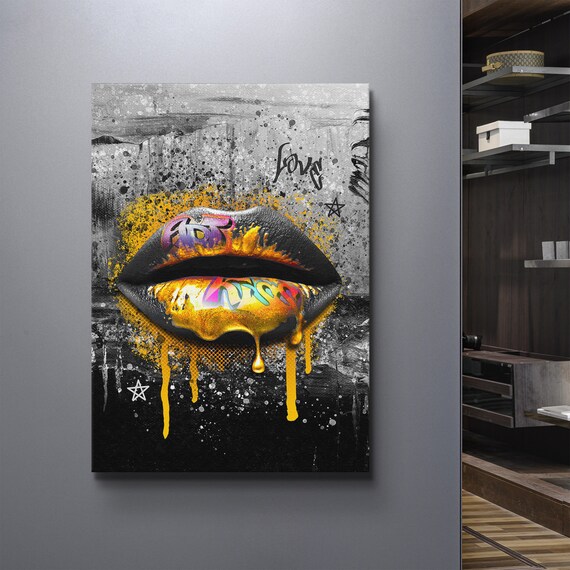 Graffiti Wall Art Lip Art Graffiti Poster Lip Decor Colorful Canvas Wall  Art Street Art Wall Art Graffiti Wall Decor Street Art Canvas Pop Art Wall