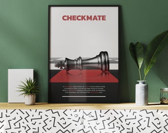 Checkmate Schachbegriff Kunstdruck - Geschenk für Schachliebhaber