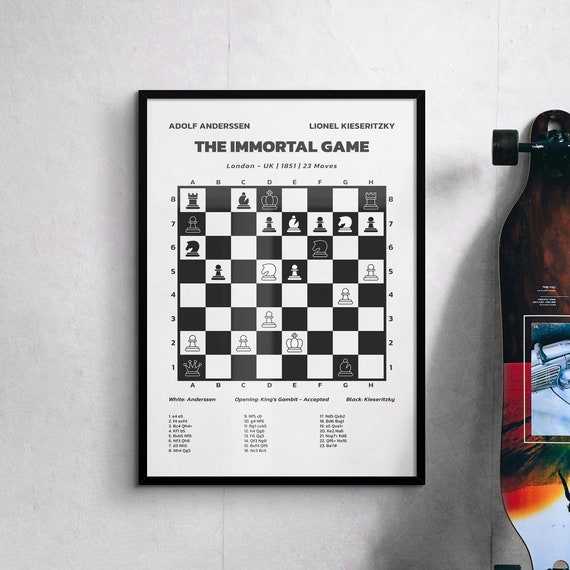 Famous Chess Game Poster or Canvas Wall Art Chess Lover 