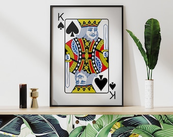Lámina artística del Rey de Espadas – Carta de casino vintage para sala de juegos