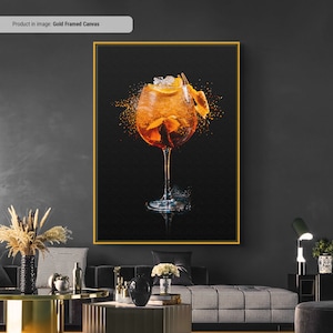 Aperol Spritz - Arte de la pared del cóctel, impresión del arte del licor, arte de la pared del lienzo del bar, decoración fresca del bar para el hogar, cartel de la copa de Aperol Spritz