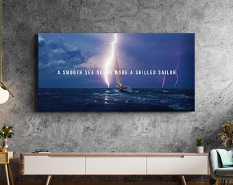 Canvasafdruk met motiverende quote - Skilled Sailor Art