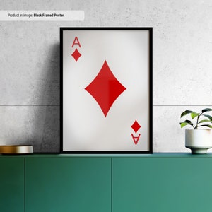 Ace of Diamonds - Arte de parede em tela de cartas de jogar, impressão de cartas de jogo, decoração de quarto de jogo legal para caverna ou porão