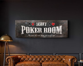 Anpassad Canvasskylt för pokerrum – Personlig heminredning