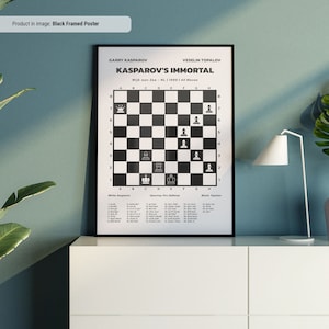 Kasparov&#39;s Immortal - Chess Game Print Wall Art, Famous Chess Games Explained and Visualized, Chess Cheat Sheet, Chess Lover Gift Idea