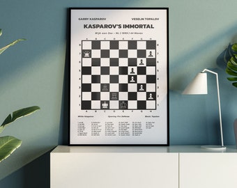 Kasparov's Immortal Chess Game Poster – Chess Lover Gift