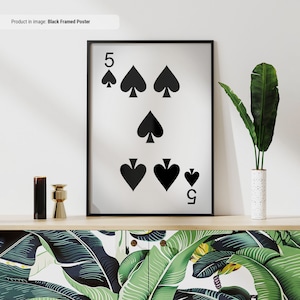 5 of Spades - Playing Cards Wall Art, Playing Card Print, Cool Man Cave or Basement Game Room Decor