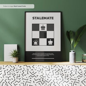 Patt - Schachbegriff Kunstdruck, Schachwandkunst, Schachterminologie für Anfänger, Geschenkidee für einen Schachliebhaber