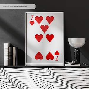 7 di cuori - Decorazione da parete su tela con carte da gioco, stampa di carte da gioco, decorazione per caverne di uomini fantastici o sala giochi nel seminterrato