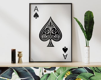 Ace of Spades - Playing Cards Wall Art, Playing Card Print, Cool Man Cave or Basement Game Room Decor
