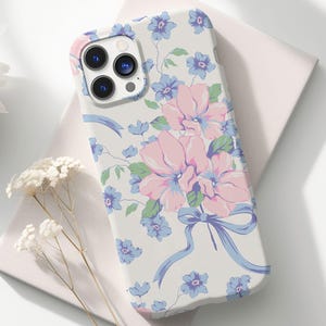 Floral Love Shack inspired Shabby Chic Flowers Tough Case, Pink Rose Coquette Pink Bow Cottagecore Phone Case iPhone 12,13,14,15,16