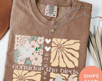 Boho Christian Comfort Colors T-shirt: Floral Bible Verse, Retro Jesus