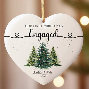 Engaged Ornament- Engagement Ornament- Engagement Gift- Custom Ornament- Engagement Announcement- Couples Ornament - heart ornament