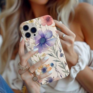 Magnetic Phone Case Floral iPhone Case, Flowers Case, iPhone Case, Luxury Phone Case, watercolor floral iPhone 16, 15, 14, 13, 12