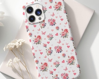 Light Pink Floral iPhone Case, Cute Girly Phone Cover