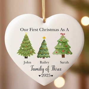 Family of Three Christmas Ornament - Family of 3 - Family Ornament - Personalized Baby&#39;s First Christmas Ornament, First Christmas Ornament