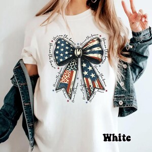 Comfort Colors® Coquette USA Shirt, 4th of July Shirt Women, Stars Stripes USA Flag Shirts, Floral Patriotic Shirt, Red White Blue