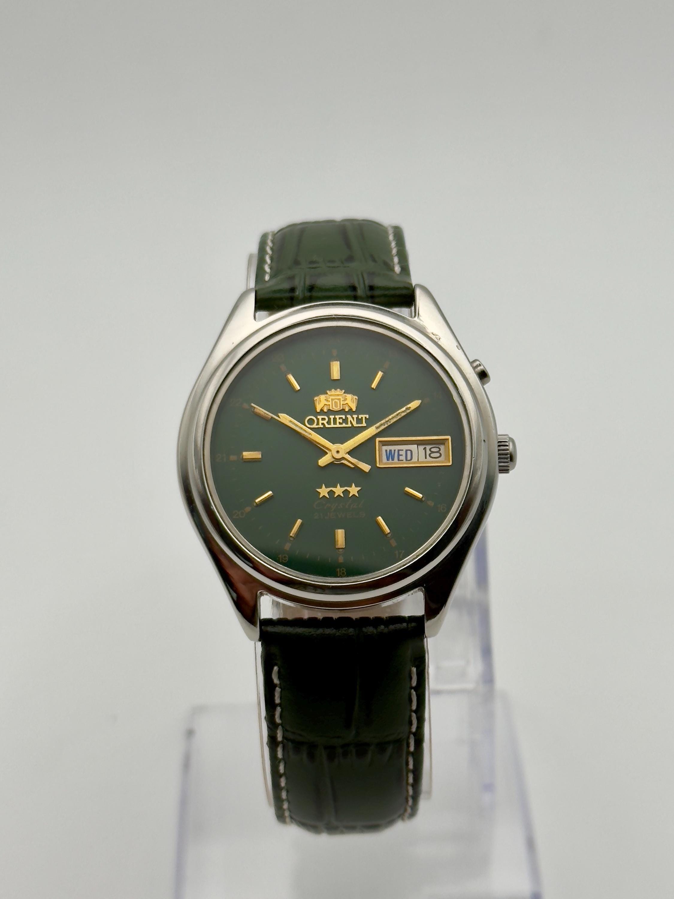 ORIENT オリエント 21JEWELS NWAA-C1 B2 大幅値下げ 1980's ORIENT 3 Star BLACK-1G Men's Watch Vintage Japanese
