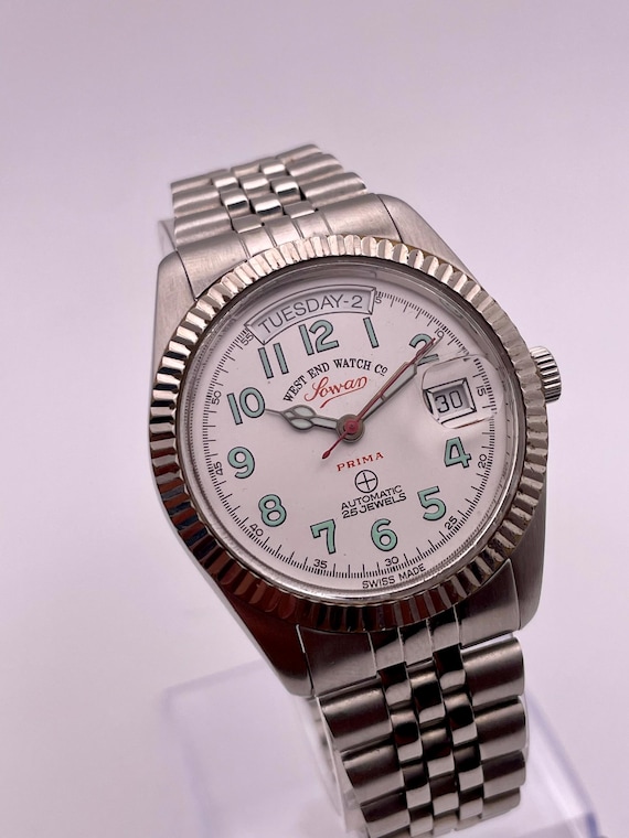WEST END Watch Co Sowar Prima AUTOMATIC Watch Eta Caliber 2834 2 men Watch Clean Dial Rare Watch Swiss Made 25 Jewels Day Date. Etsy