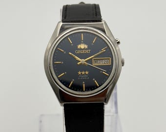 ORIENT Crystal Watch, Automatikuhr, Orient Kaliber 46941, Unisex-Uhr, klares Zifferblatt, seltene Orient, in Japan hergestellt, 21 Steine, Tag und Datum.