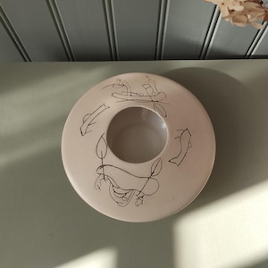 Mi'kmaq Pottery Photophore: Engraved Ceramic Candle Holder by Andy Walfield