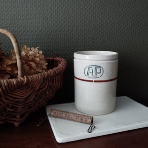 Antique French Ironstone Pot : Digoin Sarreguemines Monogrammed AP Earthenware Jar