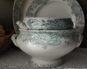 Saint-Amand Lebacqz & Bouchart « Persan ». French Antique Ironstone Dishes.
