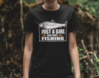 T-shirt Girl Who Loves Fishing, outdoor camping-T-shirt