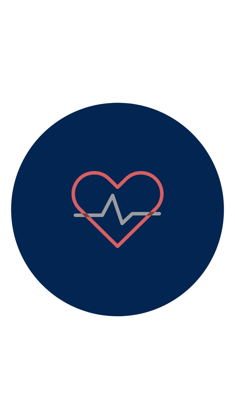 May include: A red heart outline with a grey heartbeat line inside, set against a dark blue circular background. The image is a simple, graphic representation of heart health and medical concepts.