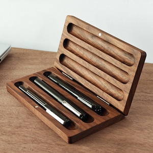 Personalized Engraved Wood Pen Box | Handmade Fountain Pen Display Case | Unique Gift for Dad, Teacher, Anniversary, Birthday Gifts