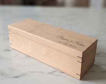 Engravable Walnut Wine Box, Rustic Anniversary Gift