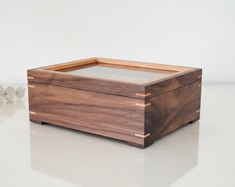 Handmade Black Walnut Keepsake Box: Engraved Wooden Memory Box