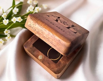 Wedding Ring Box For Ceremony | Personalised Ring Box | Ring Box For Wedding | Wooden Wedding Rings Box | Boxes For Wedding Rings