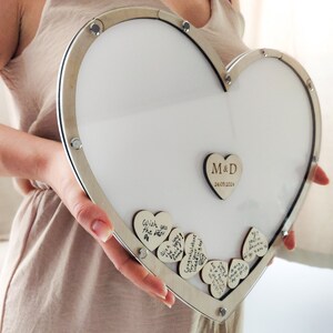 Alternativa personalizzata al libro degli ospiti per matrimonio/Scatola dei ricordi di matrimonio/Scatola per il matrimonio a forma di cuore/Scatola dei desideri di matrimonio personalizzata a cuore per gli ospiti