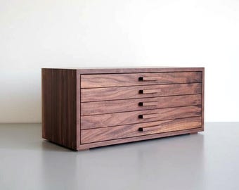 Handmade Black Walnut Jewelry Box, Wood Organizer, 4-5 Drawers