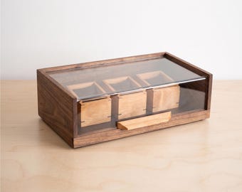 Collector's Trio -  Personalized Black Walnut Watch Box -display: Handmade Men's Gift