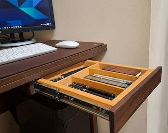 Walnut Under Desk Drawer | Handmade Wood Desk Organizer