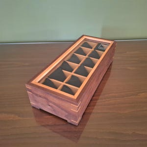 Personalized Watch Box with Glass Lid, Handmade Watch Box for Men,  Black Walnut Watch Case, Gift for Husband (8-10-12 Slots)