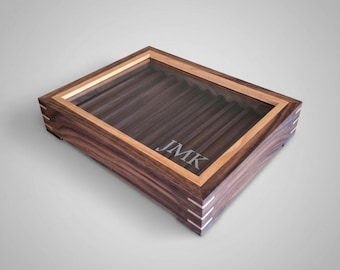 Handmade Walnut Pen Box: Desk Organizer & Pencil Display