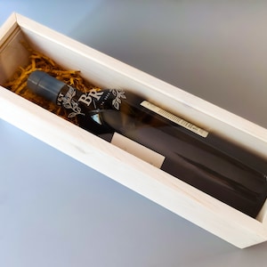 Caixa de vinho de madeira personalizada com tampa deslizante de acrílico | Caixa de vinho de madeira gravada | Presente de casamento personalizado para casais | Caixa de presente de vinho |