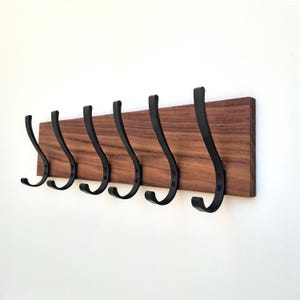 Key Rack Entryway Organizer Solid Hardwood black Walnut Key Hook Key Hooks with Shelf Wall Mount Key Hooks
