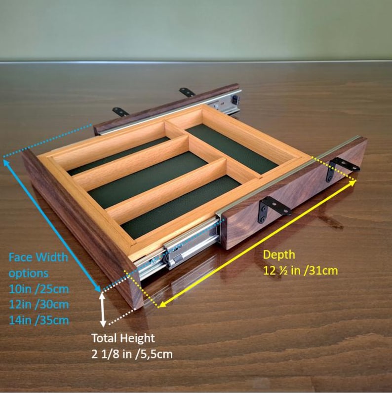 Walnut Under Desk Drawer | Handmade Wood Desk Organizer - Etsy