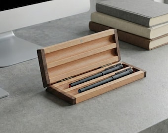 Engraved Wooden Pen Box | Handmade Walnut Fountain Pen Case