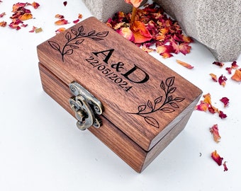 Boîte pour bagues en bois pour porte-alliances Boîte pour bagues de fiançailles pour mariage Boîte pour propositions en mariage Boîte à bagues en bois pour porteur d'alliances Boîte à bagues en bois rustique Boîte à bagues personnalisée