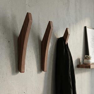 Houten muurhaken | Moderne houten haken uit het midden van de eeuw | Wandhaak hout | Handdoekhaken hout | Wandhaken hout | Houten handdoekhaken