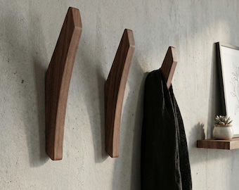 Wood Wall Hooks | Mid Century Modern Wooden Hooks for Wall | Wall Hook Wood | Towel Hooks Wood | Wall Hooks Wood | Wood Towel Hooks